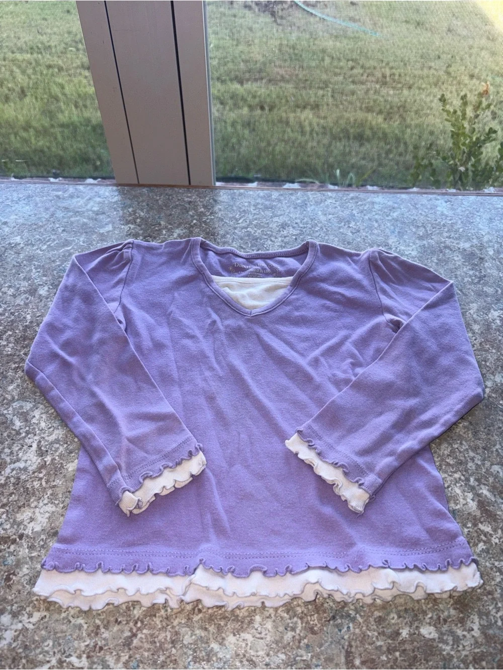 Y2K Girls' Lavender Ruffle Hem Long-Sleeve Top